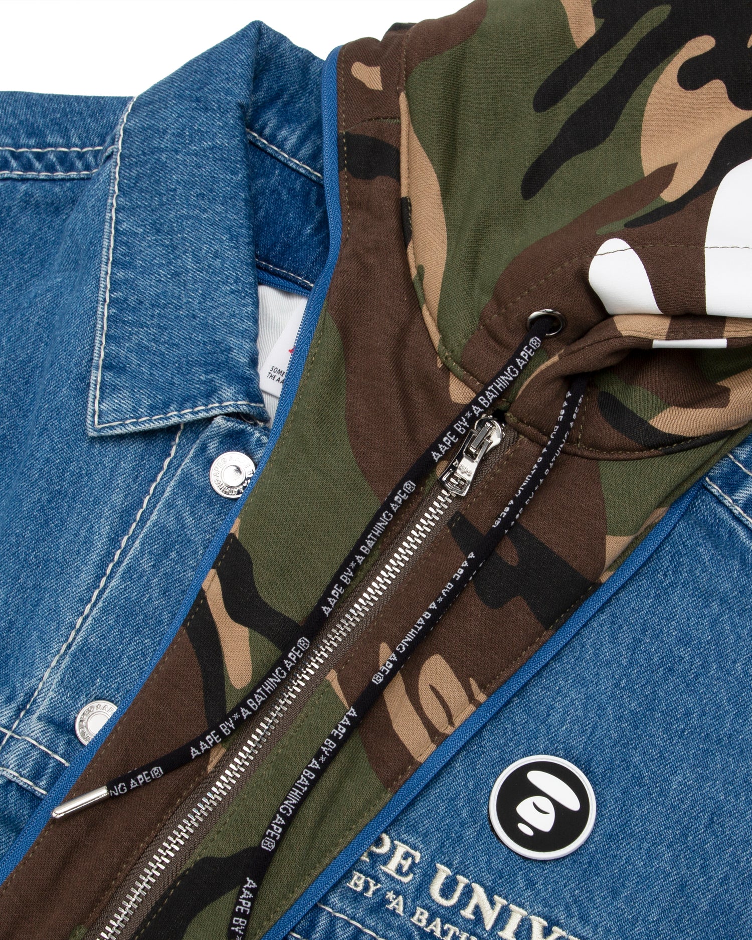 Moonface panelled hooded denim jacket - Image 5